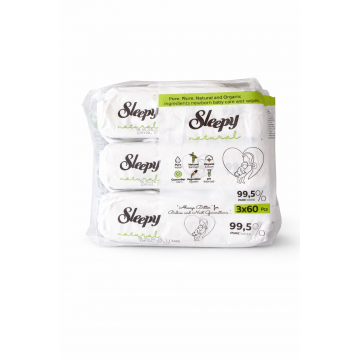 Вологі дитячі серветки Sleepy Natural 60шт з клапаном